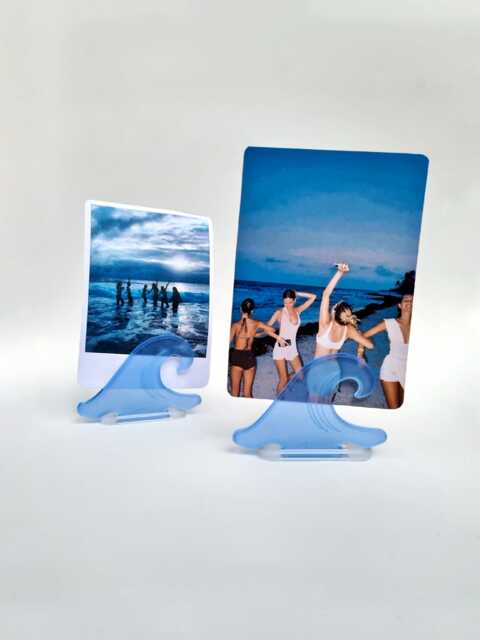 Wave Photo Holder Frame, Polaroid Instax Display, Beach Holiday Memories, Ocean Travel Gift Honeymoon Keepsake Coastal Surfing Decor - image 1
