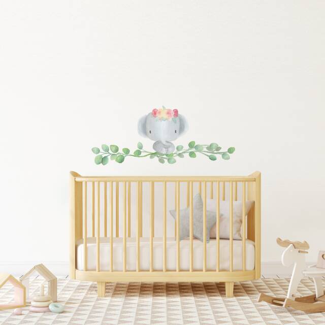 Elephant Wall Decals Jungle Animal Nursery Stickers Woodland Vinyl Babygirl Room