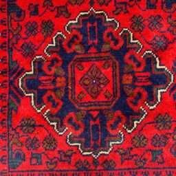 Handmade Afghan Wool Rug 7.2x4.11 Red Bukhara Turkmen Design - thumbnail 3