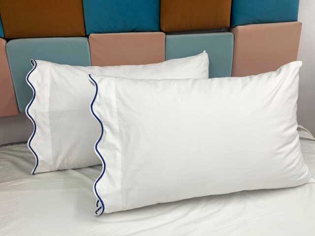 Pushp Linen Pillowcases 100% Cotton Pack Of 2 Pillow Cases With Scalloped Embroidery - image 1