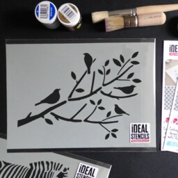 Birds On Branch Stencil Nursery Wall Decor, Kids Room Painting - thumbnail 2