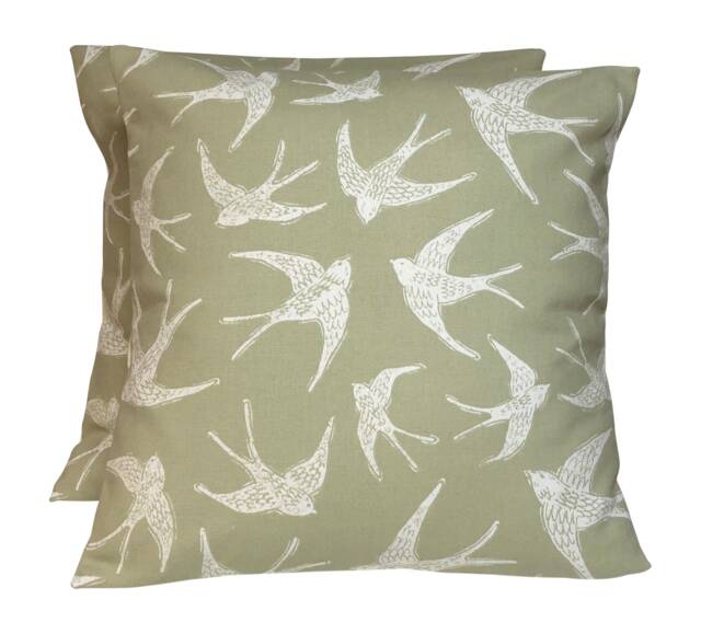 2 X Clarke & Fly Away Sage Green Off-White Cushion Covers - image 1