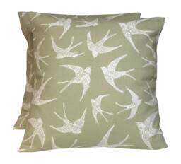 2 X Clarke & Fly Away Sage Green Off-White Cushion Covers - thumbnail 1