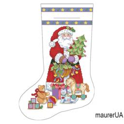 Embroidered Christmas Stocking Personalized Xmas With Embroidered Santa Claus Handmade Cross-Stitched New Year Dekor Made To Order - thumbnail 3