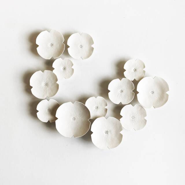 Extra Large Ceramic Flower Wall Art - 3D Porcelain Sculpture, Set Of 12 Made To Order - image 1