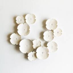 Extra Large Ceramic Flower Wall Art - 3D Porcelain Sculpture, Set Of 12 Made To Order - thumbnail 3