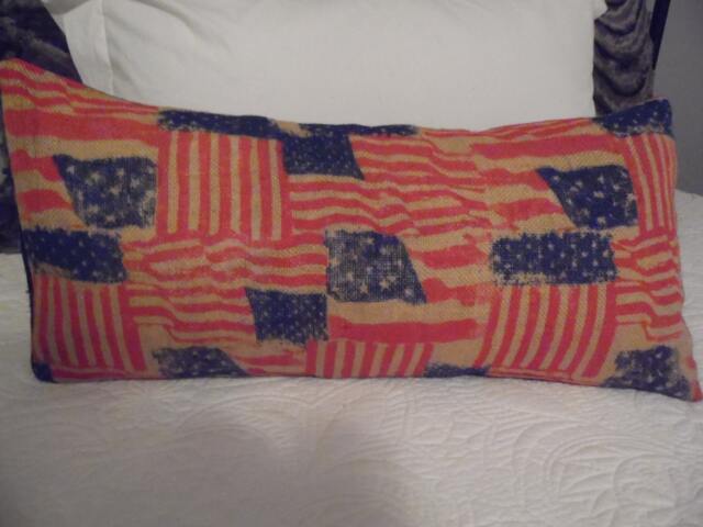 12 X 24 Flag Burlap Lumbar Pillow Cover.flags.patriotic.red.natural..americana. America. July 4Th.pillowcover.slipcovers - image 1