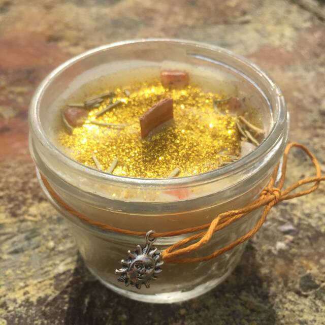 Golden Rays Beeswax Candle Lemon, Orange, Rosemary, Sun Charm - image 1