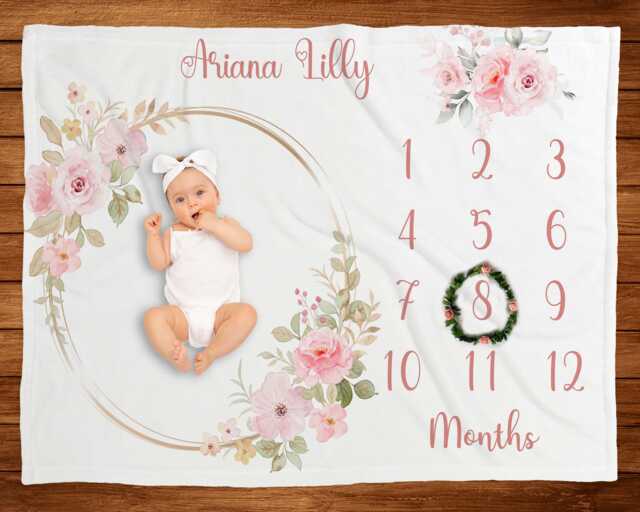 Monthly Milestone Blanket For Baby Girl Wrinkle Free Age Month Washable Infant Markers Newborn Photoshoot Photo Props - image 1