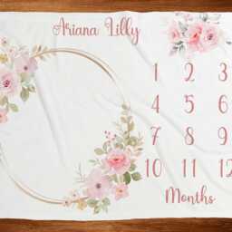 Monthly Milestone Blanket For Baby Girl Wrinkle Free Age Month Washable Infant Markers Newborn Photoshoot Photo Props - thumbnail 3
