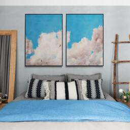 Blue Sky Cloud Wall Art Set Of 2, Pastel Prints, Bright Poster Pair, Minimalist Bedroom Decor, Nursery - thumbnail 2
