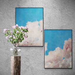 Blue Sky Cloud Wall Art Set Of 2, Pastel Prints, Bright Poster Pair, Minimalist Bedroom Decor, Nursery - thumbnail 3