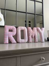 Pink Fabric Letters - Nursery Decor Inspo Wall Hanging Letter - thumbnail 1