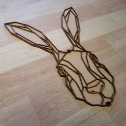 Geometric Wooden Hare Head Wall Art Ready To Paint, Rustic Decor - thumbnail 3