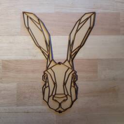 Geometric Wooden Hare Head Wall Art Ready To Paint, Rustic Decor - thumbnail 2