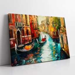 Venice Italy Gondola Boat River Landmark Oil Painting Watercolor Wall Art Framed Calming Canvas Poster Print Home/Office Room Decor Gifts - thumbnail 2
