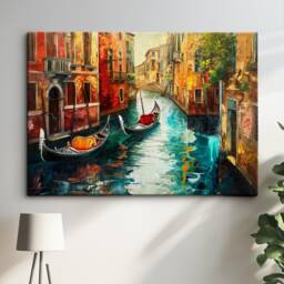 Venice Italy Gondola Boat River Landmark Oil Painting Watercolor Wall Art Framed Calming Canvas Poster Print Home/Office Room Decor Gifts - thumbnail 1