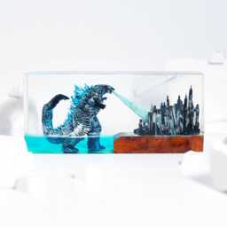 Handmade G.odz.il.la Resin Lamp Atomic Breath Led Night Light, Monster Led Wood Lamp, New Year Gift 2026, Valentine - thumbnail 2