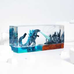 Handmade G.odz.il.la Resin Lamp Atomic Breath Led Night Light, Monster Led Wood Lamp, New Year Gift 2026, Valentine - thumbnail 3