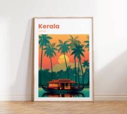 Kerala Print - Asia Travel Poster -Kerala Gift - thumbnail 1