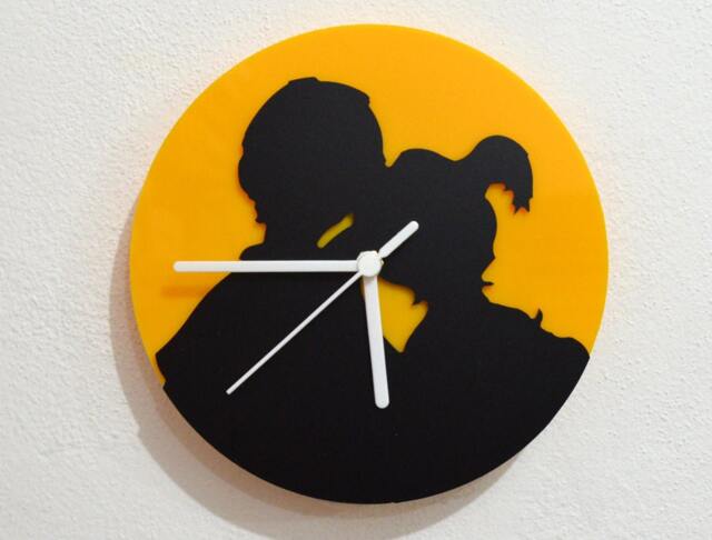 Watching The Moon - Black & Yellow Silhouette Wall Clock - image 1
