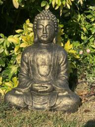 stone Garden Large Sitting Buddha Ornament Gold