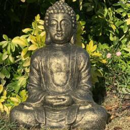stone Garden Large Sitting Buddha Ornament Gold - thumbnail 2