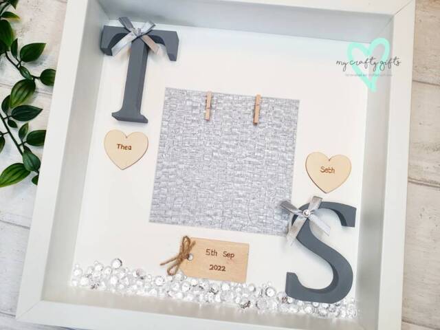 Personalised Twins Photo Box Frame, Christening Gift, Nursery Decor - image 1