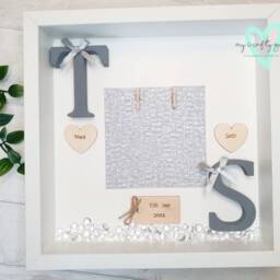 Personalised Twins Photo Box Frame, Christening Gift, Nursery Decor - thumbnail 2