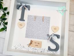Personalised Twins Photo Box Frame, Christening Gift, Nursery Decor - thumbnail 1