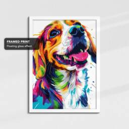 Colorful Beagle Dog Abstract Framed Poster Print & Canvas Wall Decor Art Painting Bedroom Home Living Room Funny Animal Lover Gift - thumbnail 3