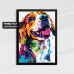 Colorful Beagle Dog Abstract Framed Poster Print & Canvas Wall Decor Art Painting Bedroom Home Living Room Funny Animal Lover Gift - thumbnail 2