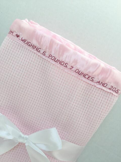 Personalized Pink Thermal Baby Blanket Birth Announcement Keepsake - image 1