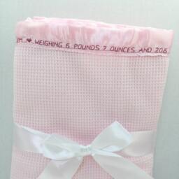 Personalized Pink Thermal Baby Blanket Birth Announcement Keepsake - thumbnail 2