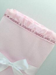 Personalized Pink Thermal Baby Blanket Birth Announcement Keepsake