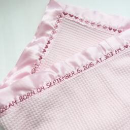 Personalized Pink Thermal Baby Blanket Birth Announcement Keepsake - thumbnail 3