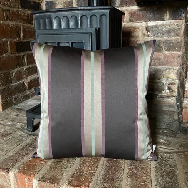 399. Handmade Ashley Wilde Aubergine Stripe Jacquard Cushion Cover. Various Sizes - image 1
