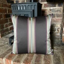 399. Handmade Ashley Wilde Aubergine Stripe Jacquard Cushion Cover. Various Sizes - thumbnail 1
