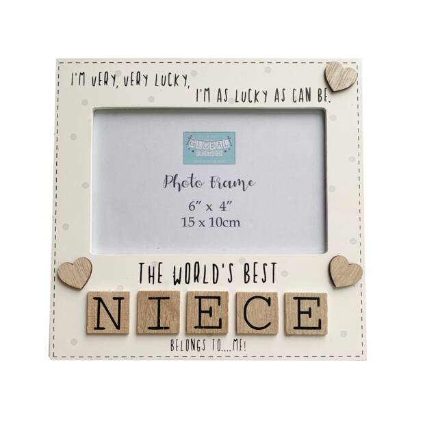 Niece Photo Frame The Worlds Best Gift Tile Art Letters Wood Cream 6x4 - image 1