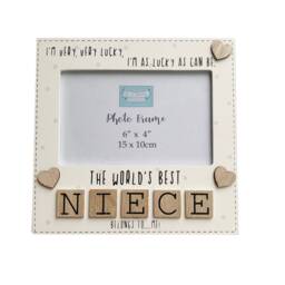 Niece Photo Frame The Worlds Best Gift Tile Art Letters Wood Cream 6x4