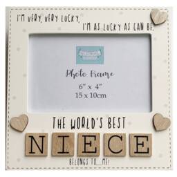 Niece Photo Frame The Worlds Best Gift Tile Art Letters Wood Cream 6x4 - thumbnail 2