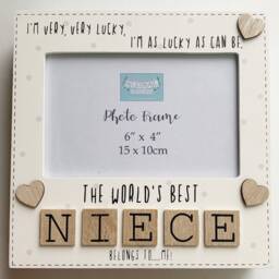 Niece Photo Frame The Worlds Best Gift Tile Art Letters Wood Cream 6x4 - thumbnail 4