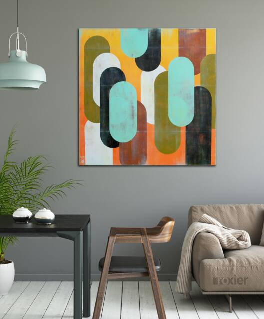 Canvas Art Print - Ready To Hang 80x80 cm Blue, Yellow Colorfast & Fade-Resistant Ink Vibrant Colors Frame Optional - image 1