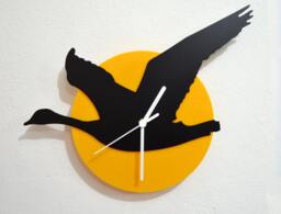Duck Flying - Black & Yellow Silhouette Wall Clock - thumbnail 1