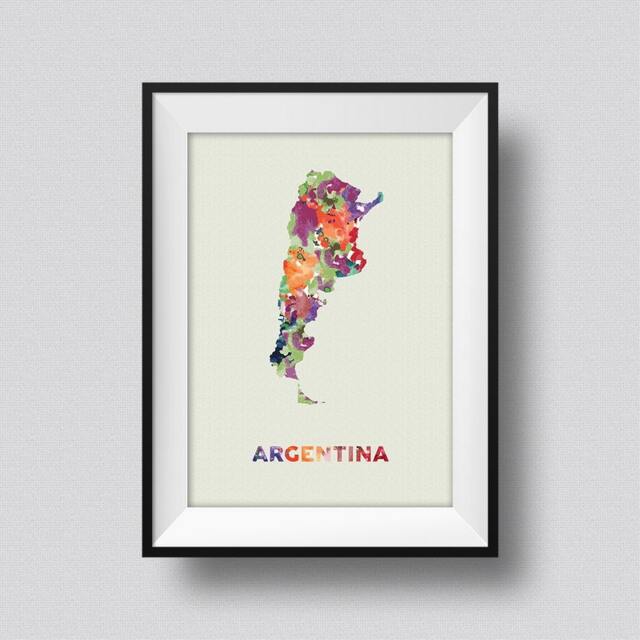 Argentina Watercolor Map Art Print Ink Splash Poster Canvas