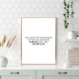 Kitchen Wall Print, Champagne Quote Tea Home Decor, Text Poster, Poster - thumbnail 2