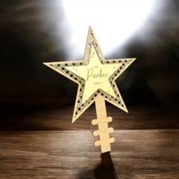 Personalized Wooden Star Christmas Tree Topper Family Keepsake - thumbnail 2