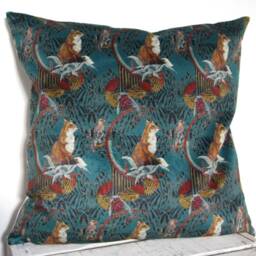 Cushion, Velvet Square Decorative Rectangular Fox Pattern Fabric - thumbnail 2