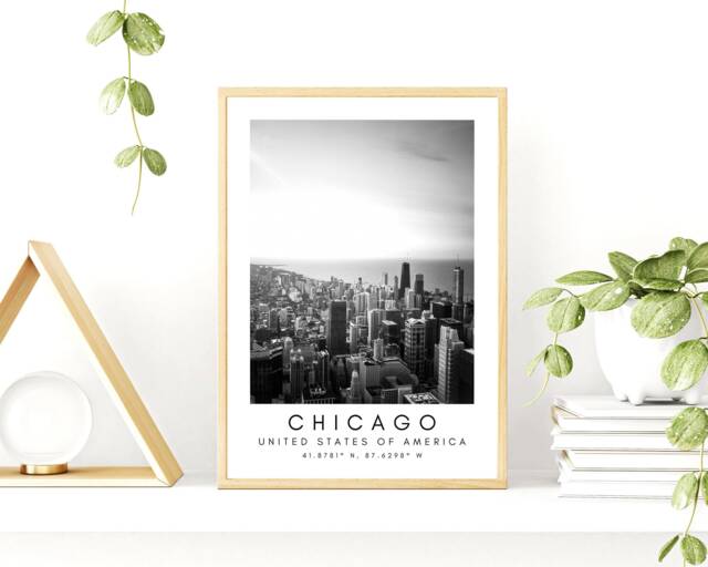 Chicago Skyline Print Minimalist Travel Wall Art - image 1