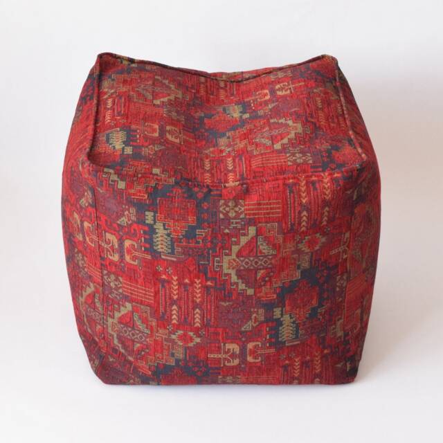 Kilim Pattern Fabric Bean Bag Pouf Cover F02 Turkish Moroccan Tribal Bohemian Square Kilim Rug Poef Puff Footstool - image 1